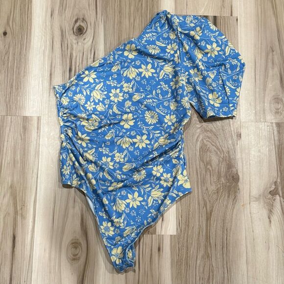 Free People Somethin Bout You Cornflower Floral Combo Bodysuit Women’s Medium - Picture 4 of 6